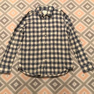 American Eagle Outfitters Men’s Navy&Cream Plaid Buttoned Down Shirt Size Large